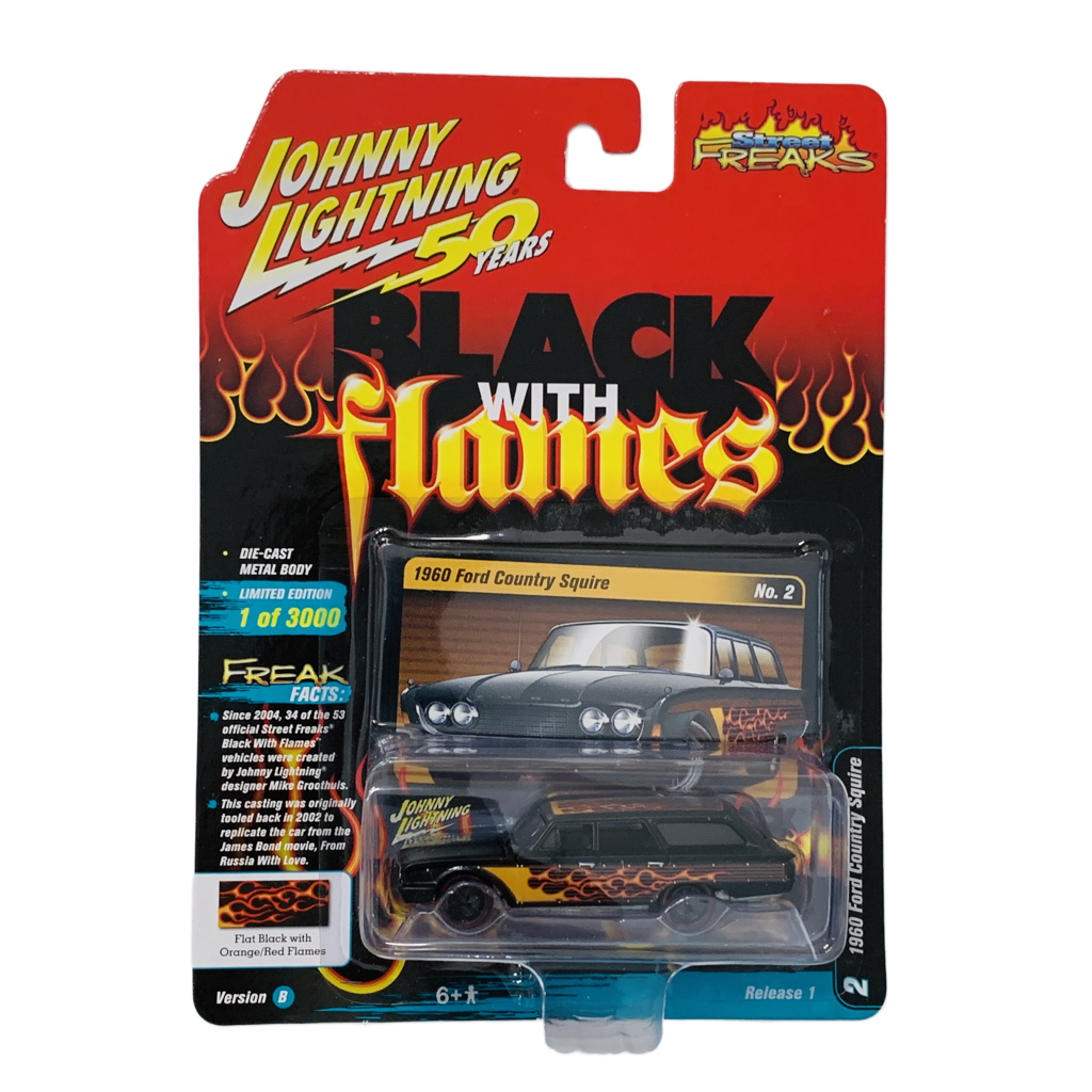 Johnny Lightning Street Freaks Black With Flames 1960 Ford Country Squire