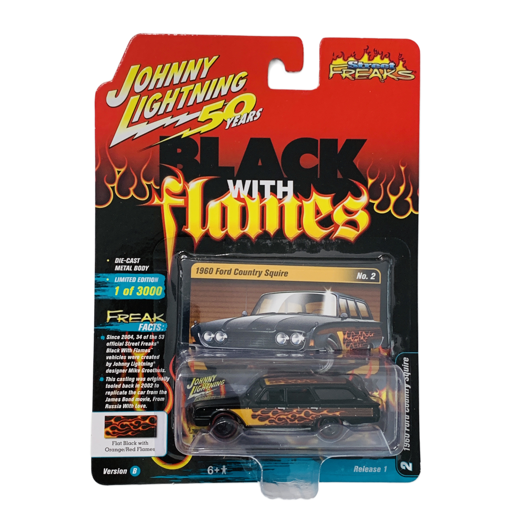 Johnny Lightning Street Freaks Black With Flames 1960 Ford Country Squire