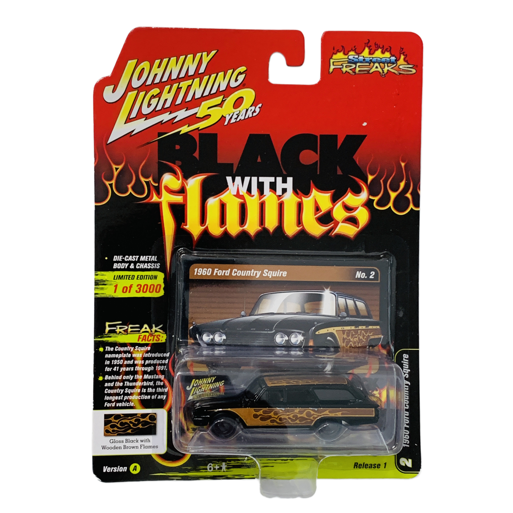 Johnny Lightning Street Freaks Black With Flames 1960 Ford Country Squire