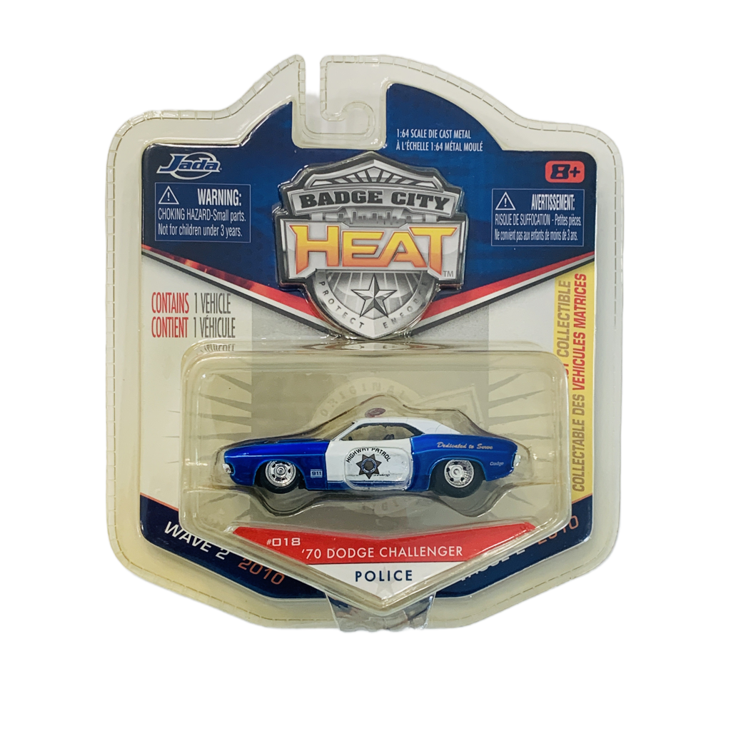 Jada Badge City Heat '70 Dodge Challenger - Yellowed Blister