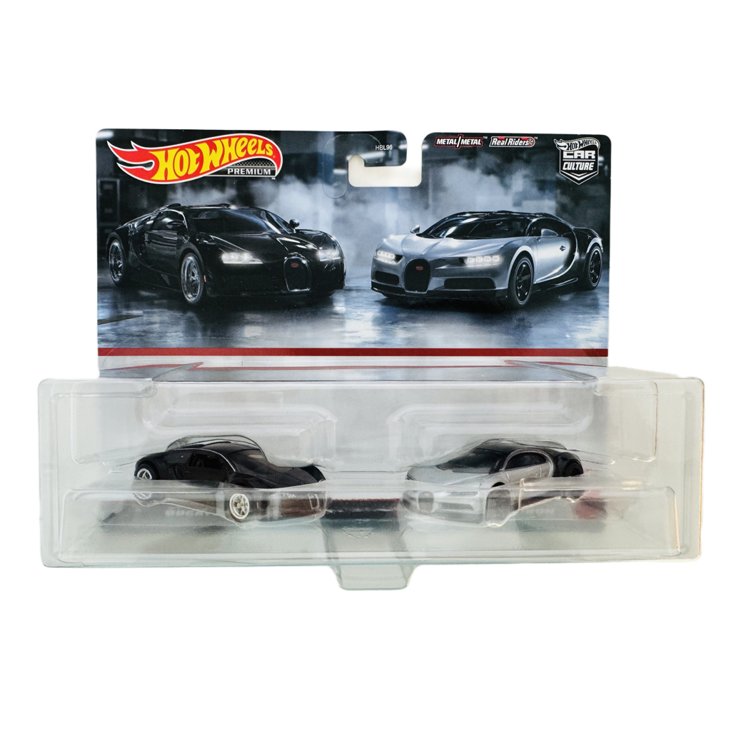 Hot Wheels Premium Bugatti Veyron & '16 Bugatti Chiron Two Pack