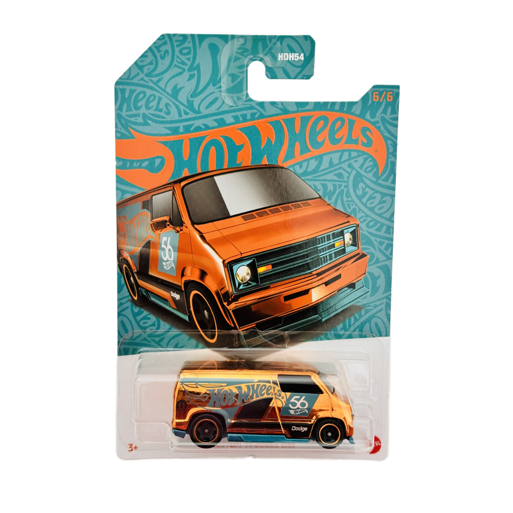 Hot Wheels 56th Anniversary Pearl & Chrome Custom '77 Dodge Van Chase