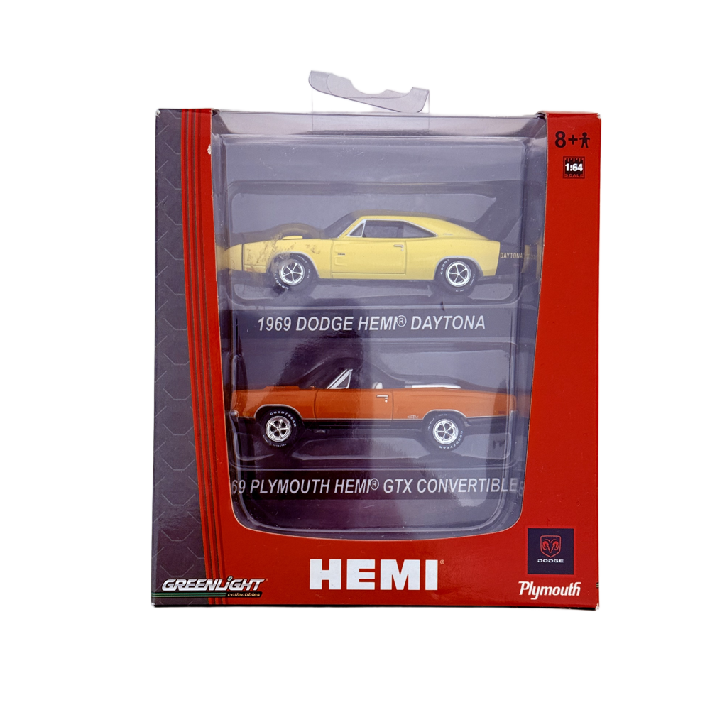 Greenlight Liimited Edition HEMNI 1969 Dodge HEMI Daytona and 1969 Plymouth Hemi GTX Convertible