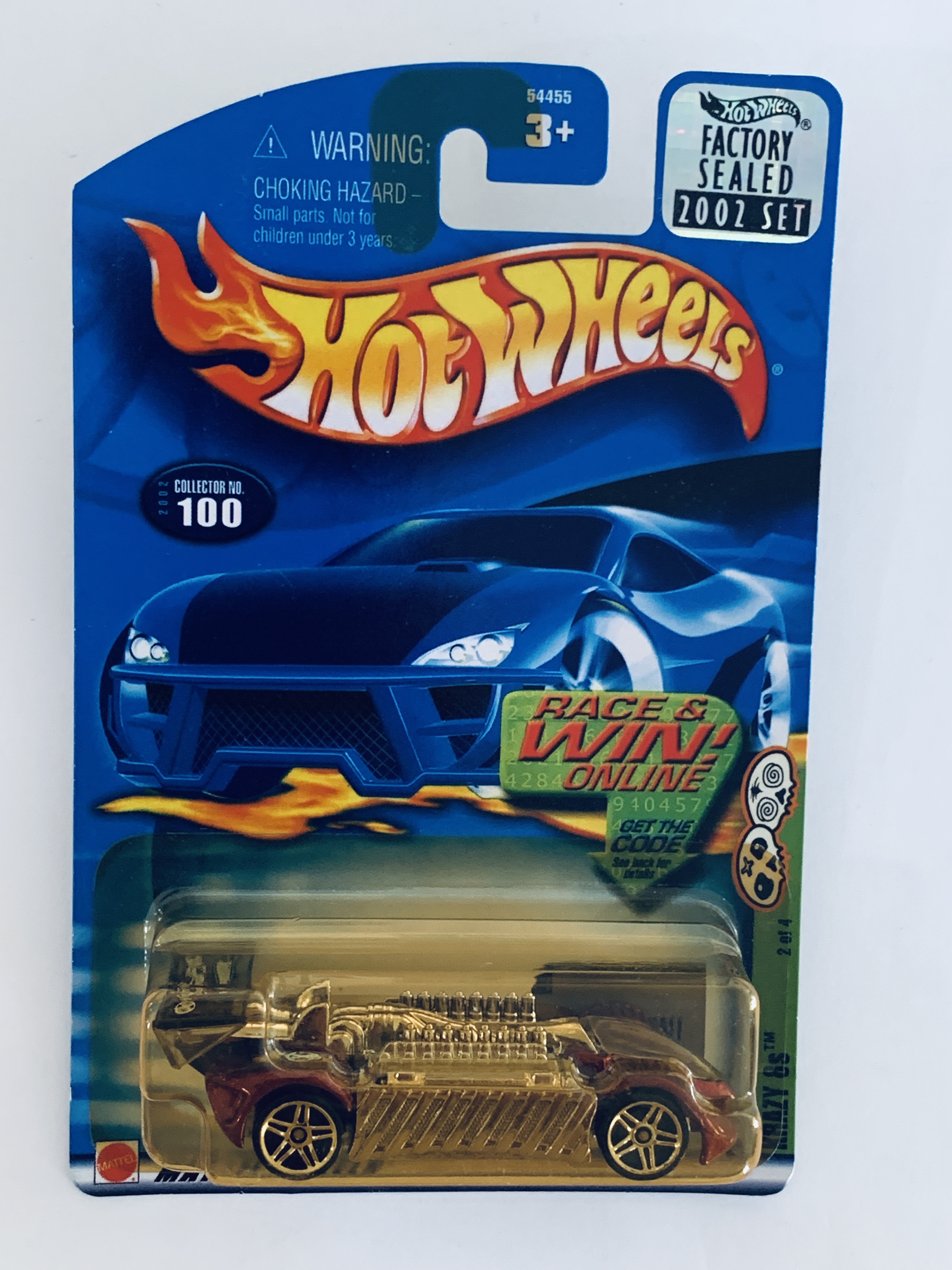 Hot Wheels 2002 Factory Set #100 Krazy 8s - Yellowed Blister