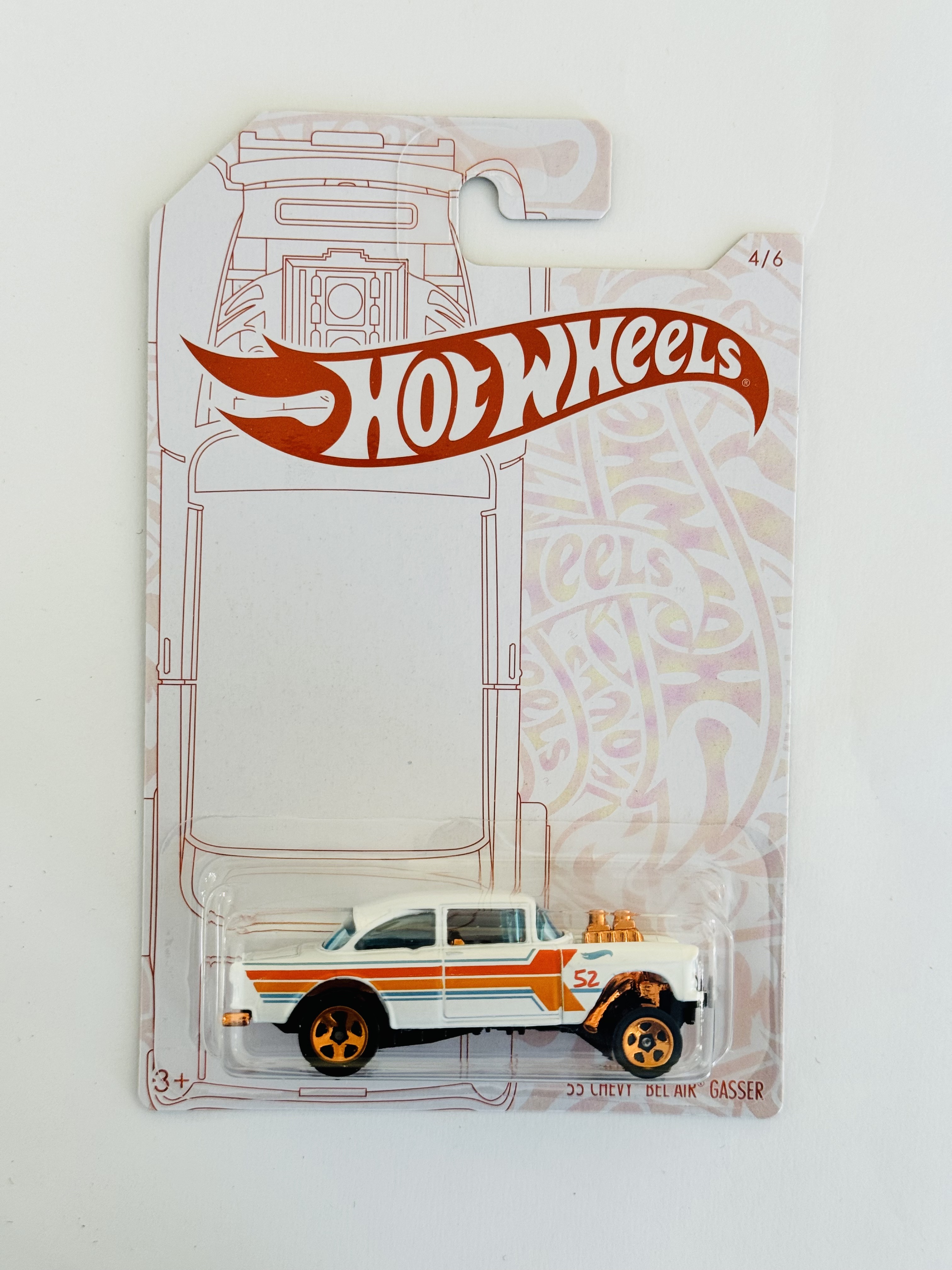 Hot Wheels 52nd Anniversary Pearl & Chrome '55 Chevy Bel Air Gasser