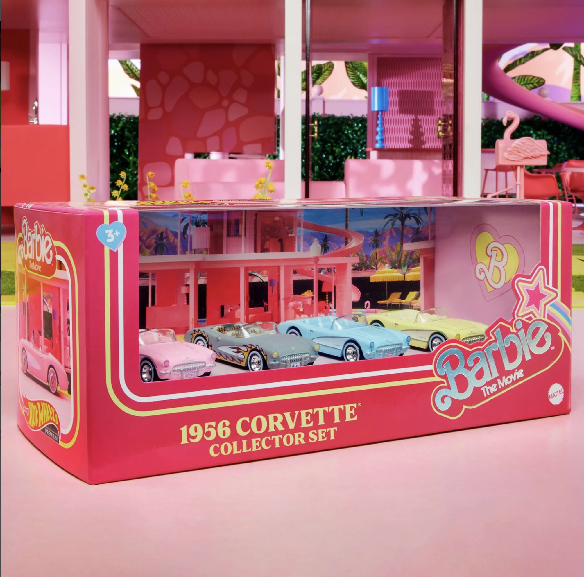 Hot Wheels Premiere Barbie The Movie 1956 Corvette Collector Set