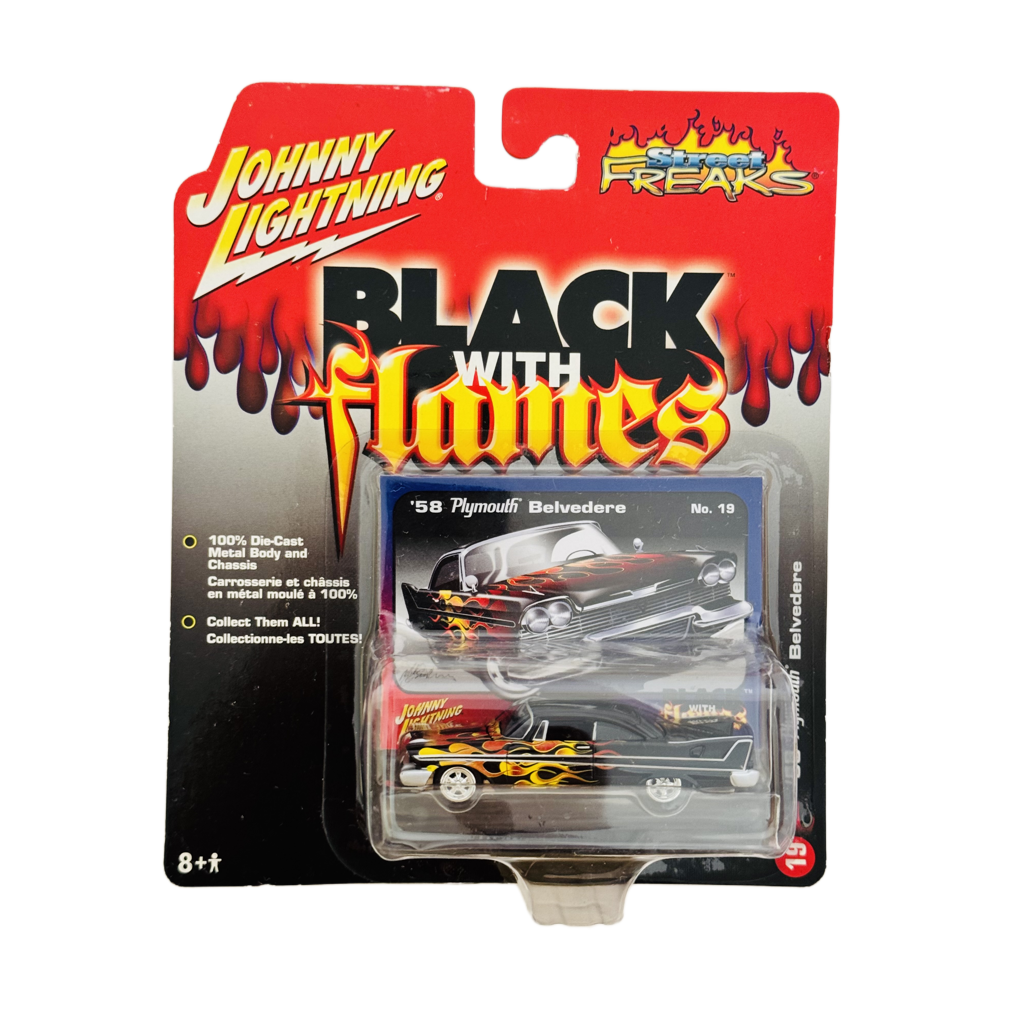 Johnny Lightning Street Freaks Black With Flames '58 Plymouth Belvedere