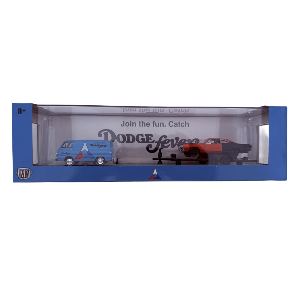 M2 Machines Auto-Haulers Dodge Fever 1967 Dodge A100 Panel Van with Trailer & 1969 Plymouth Road Runner HEMI