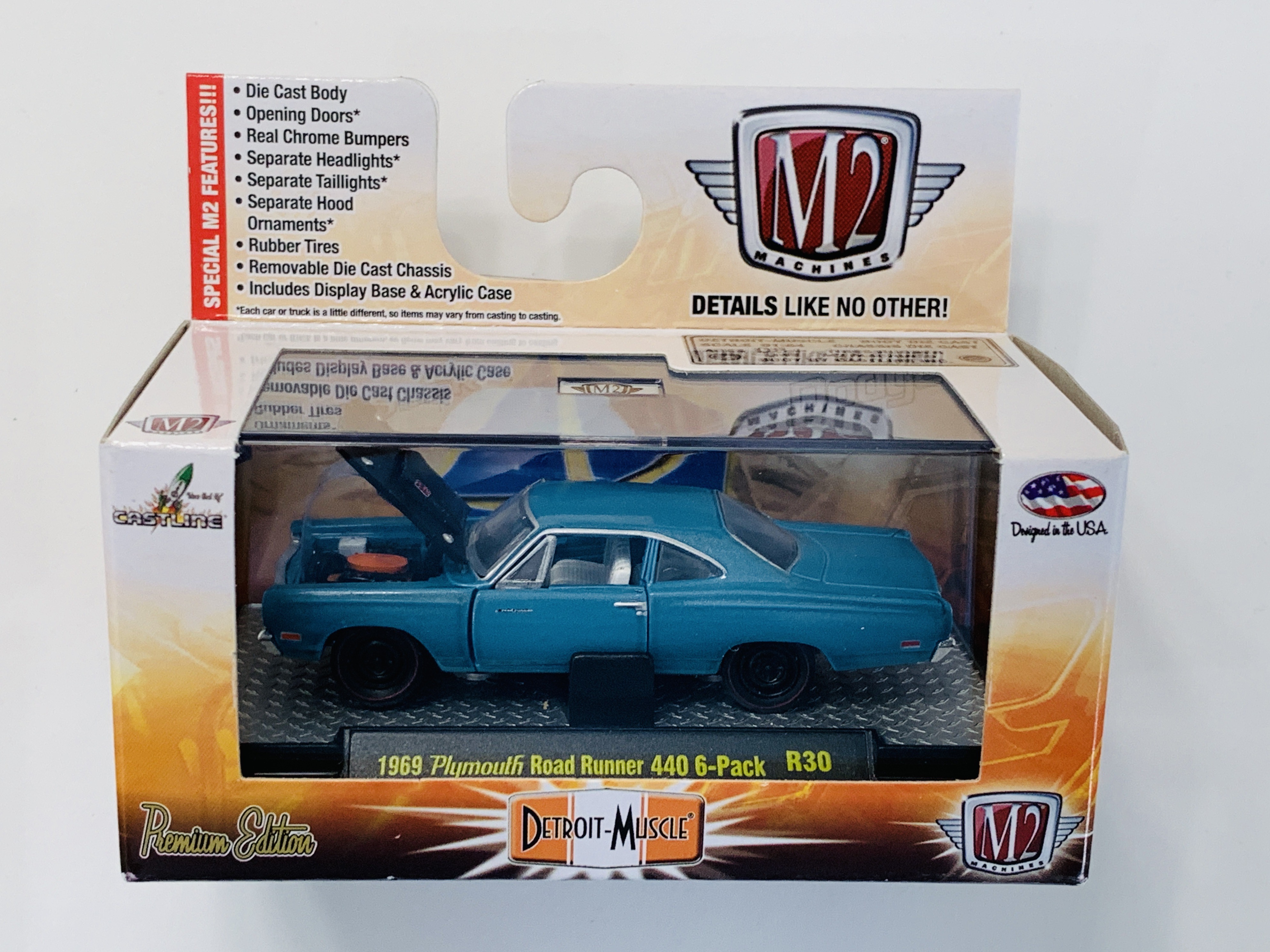 M2 Machines Detroit-Muscle 1969 Plymouth Road Runner 440 6-Pack R30